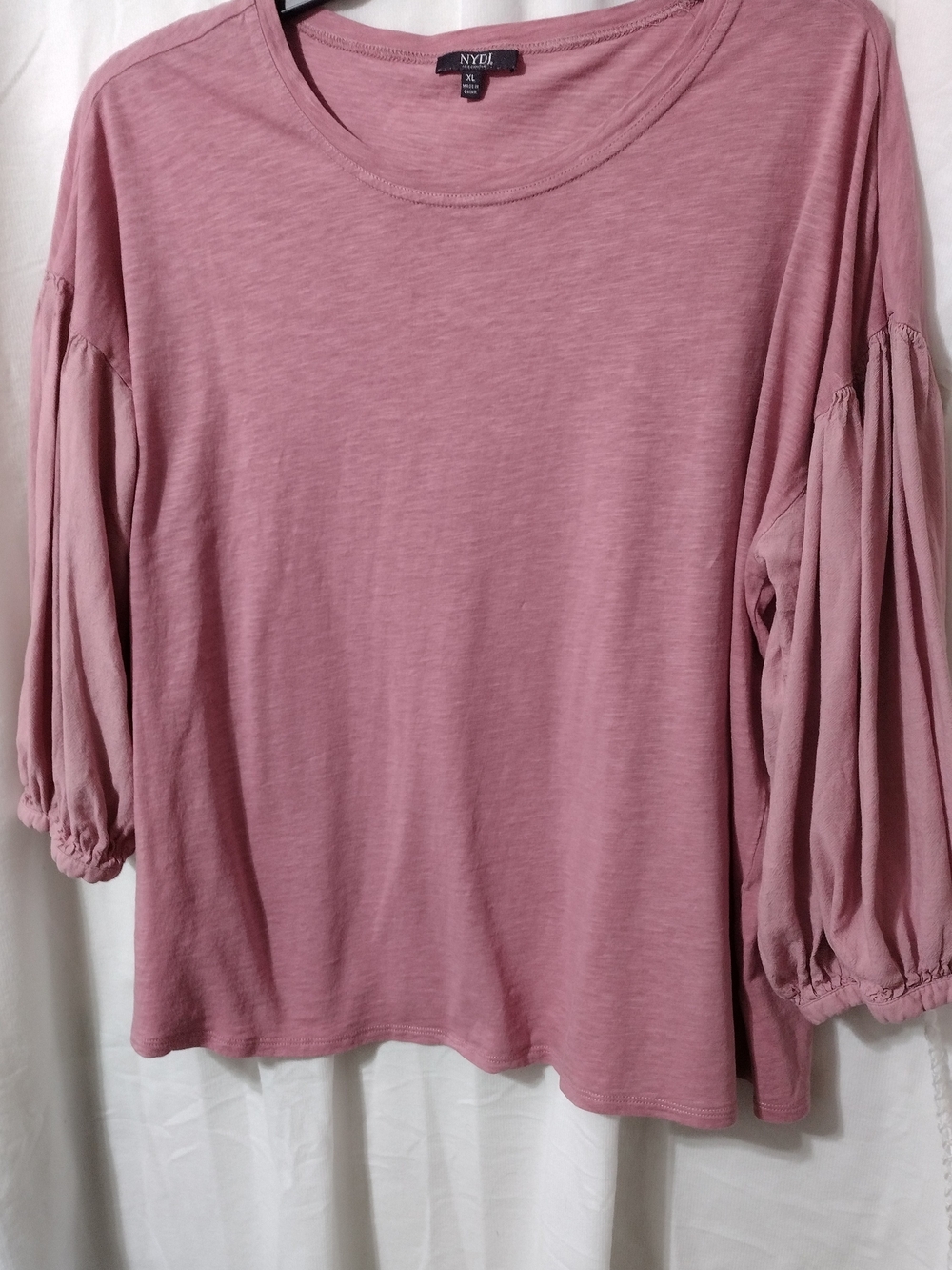 NYDJ Mauve Pink Balloon Sleeve Blouse